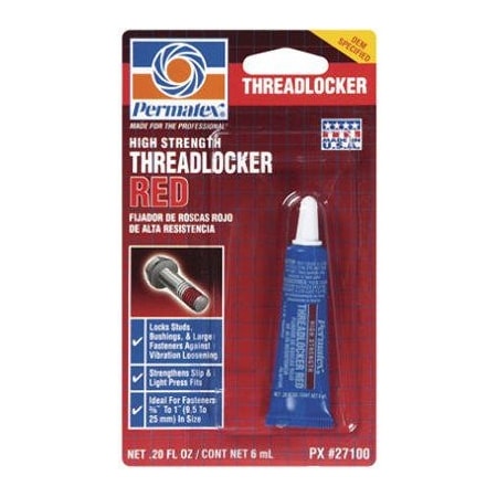 Itw Threadlocker, Red, High Strength, 6 mL Tube 27100